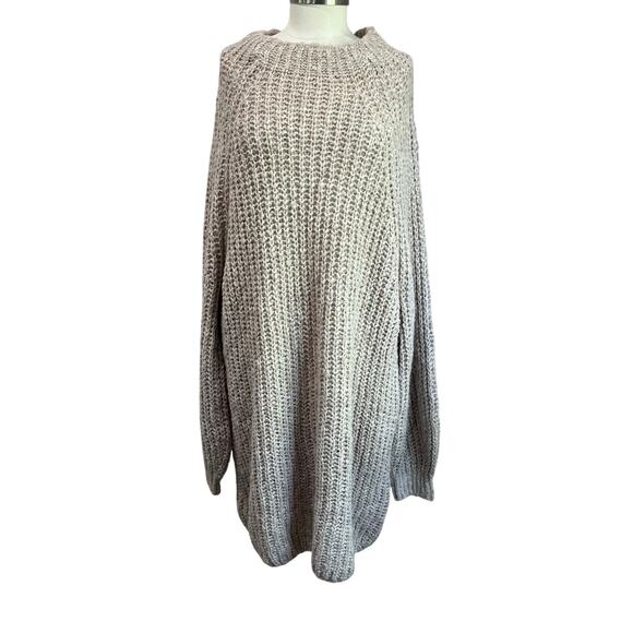 H&M Beige Sweater Dress Longline Oversized Cozy Knit Size XL NWT - Picture 1 of 6
